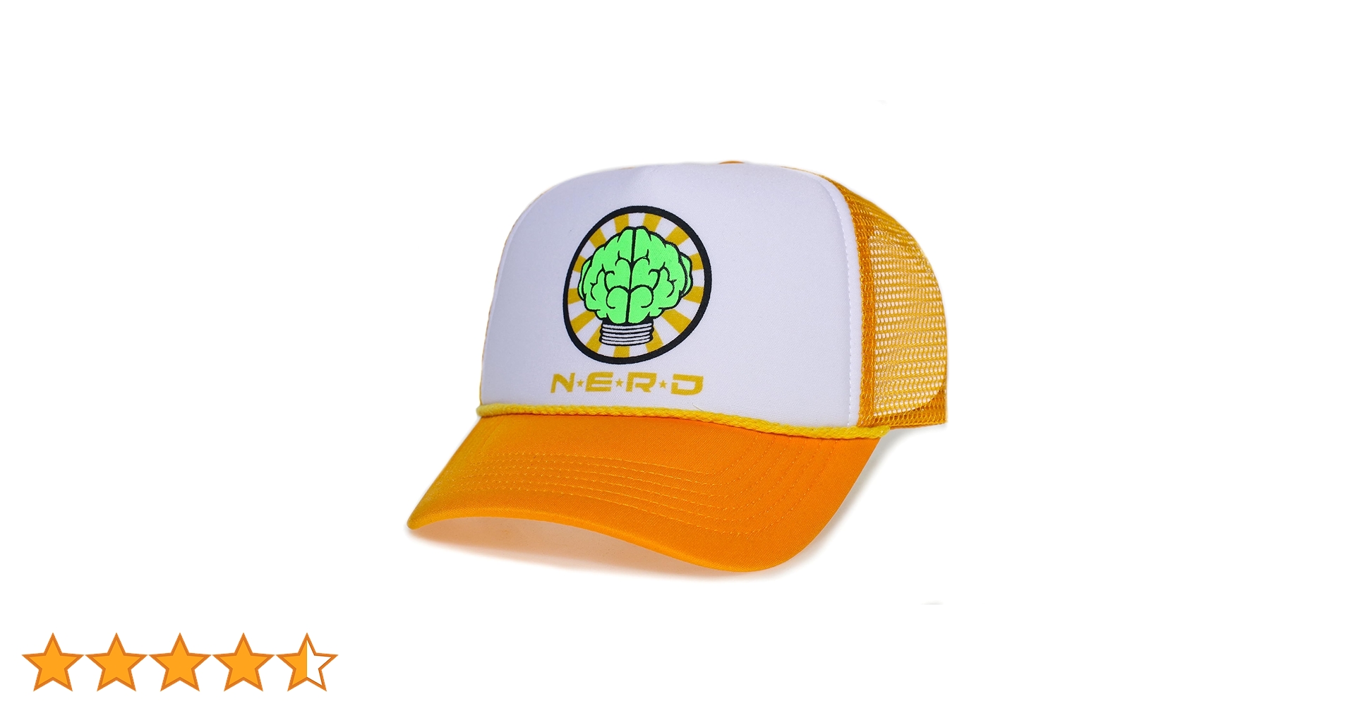 【N.E.R.D 】トラッカーキャップ ホワイト/イエロー Yellow Nerd Trucker Hats | Retro Vintage Trucker Hat